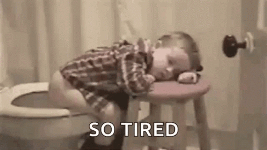 Tired Kid On Toilet GIF