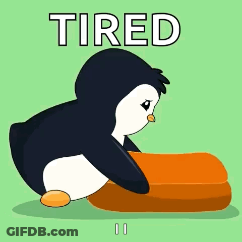 Tired Penguin Lying On Carrot GIF
