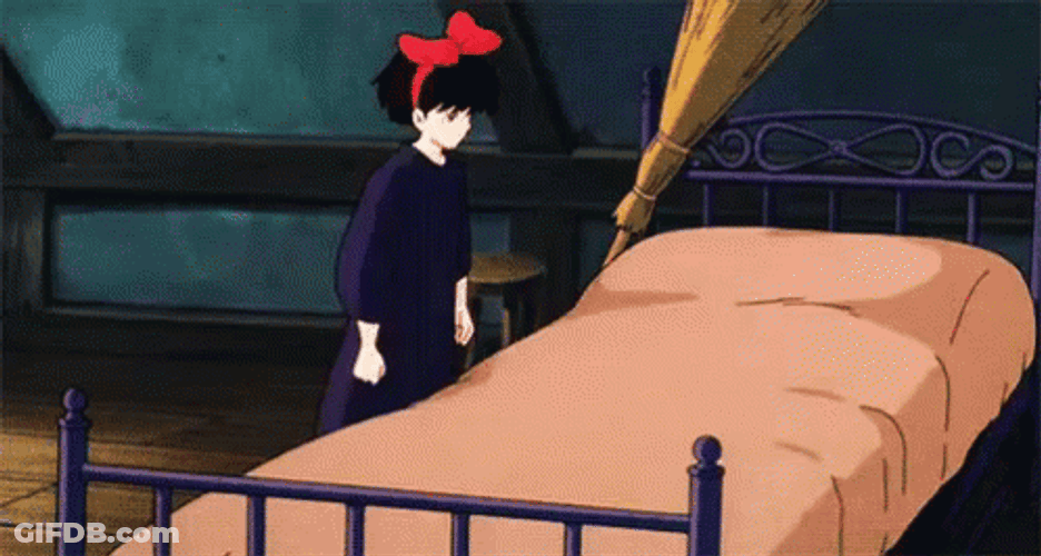 Tired Woman Bed Flop GIF