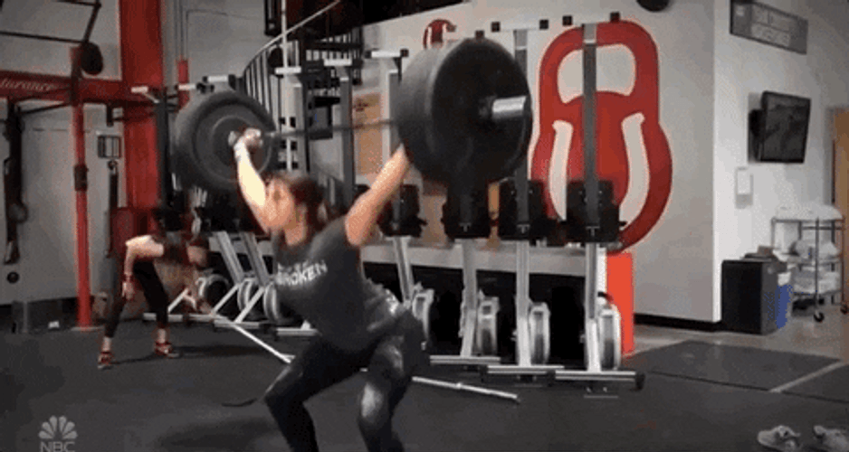 Titan Games Player Lifts Barbell Row Warm Up GIF