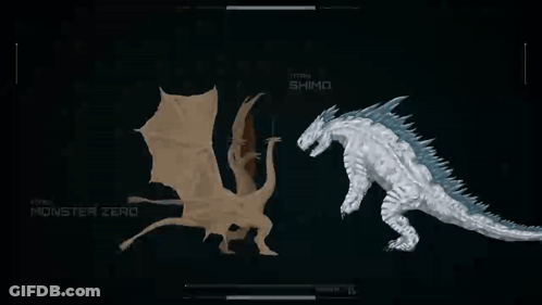 Titan Monster Zero And Titan Shimo On Computer Screen GIF