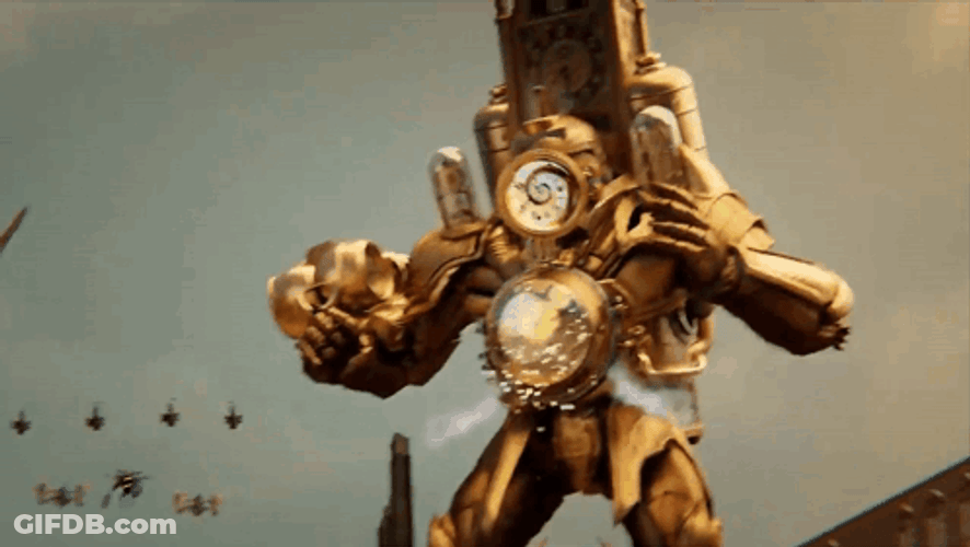 Titan Speakerman Evolved To Golden Clock GIF