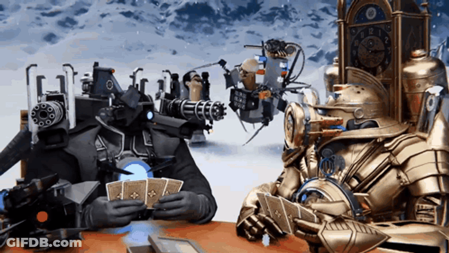 Titan Tv Man Playing Cards GIF