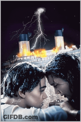 Titanic Movie Poster Man And Woman Hugging GIF