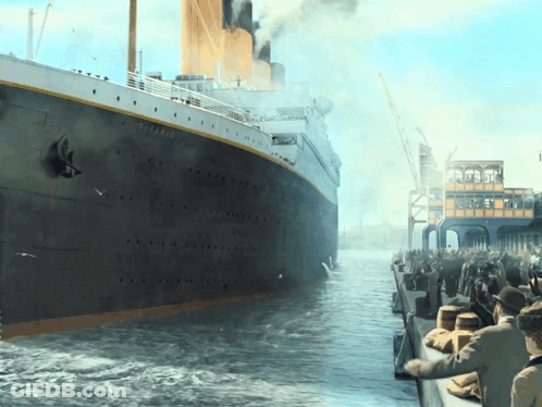 Titanic Ship Docked At Pier GIF