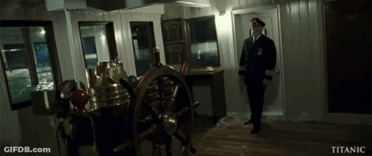 Titanic Sinking Captain Smith Walking On Deck GIF
