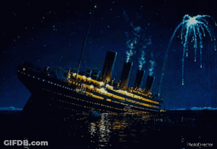 Titanic Sinking Smoke Coming Out Of Ship GIF