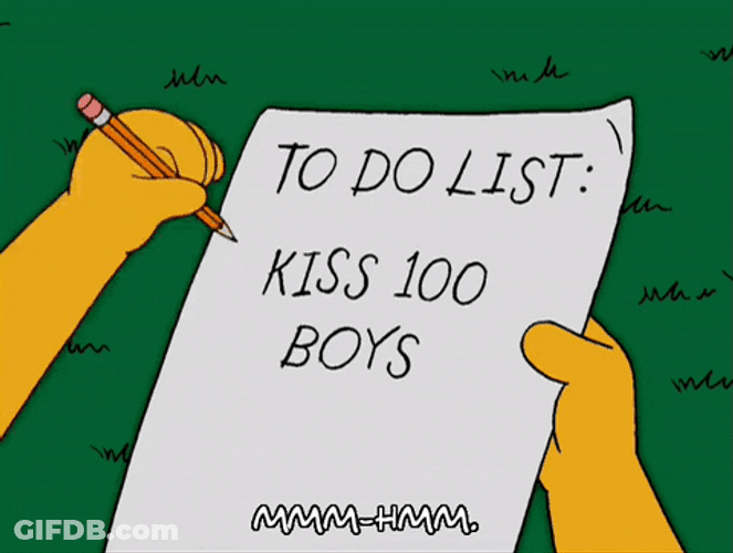 To Kiss 100 Boys Checklist GIF