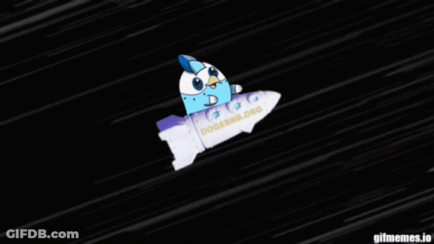 To The Moon Bue Bird Riding A Rocket GIF