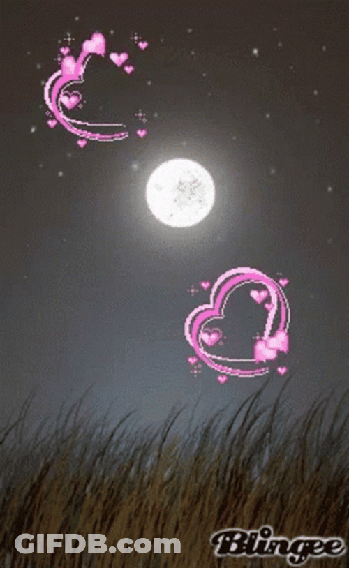 To The Moon Two Pink Hearts GIF