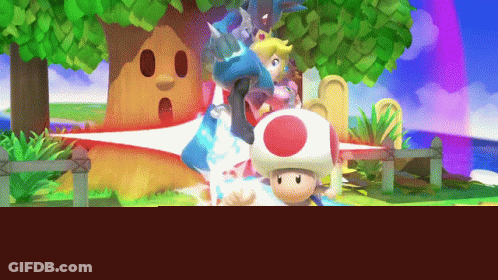 Toad And Princess Peach Video Game Scene GIF
