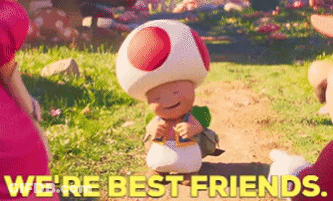 Toad In Mushroom Hat Says We're Best Friends GIF