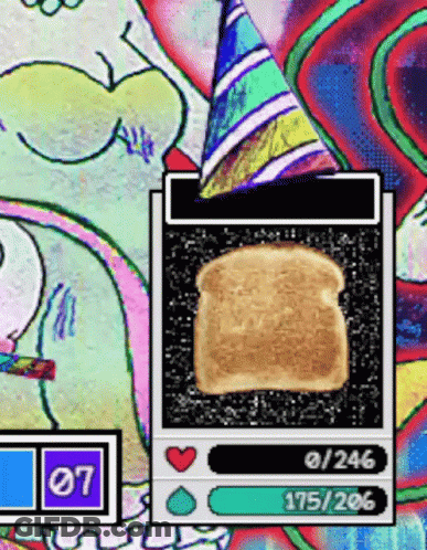 Toast Slice Wearing Party Hat GIF