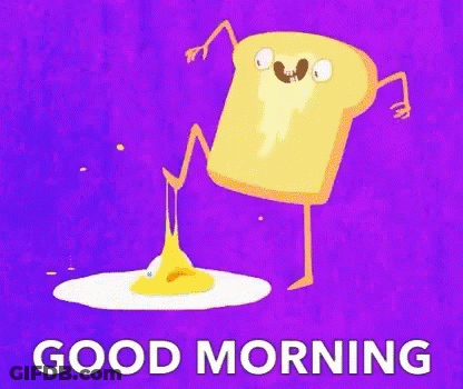 Toast Standing On Egg Saying Good Morning GIF