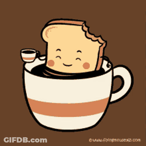 Toasted Bread Enjoys Animated Coffee Pool GIF