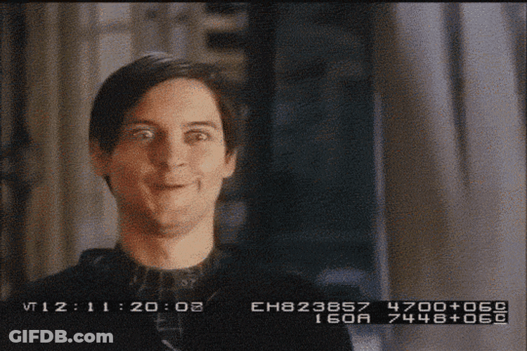 Tobey Maguire Weird Happy Face GIF
