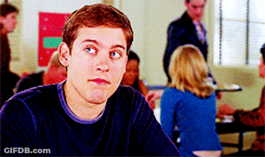 Tobey Maguire Widening His Eyes GIF