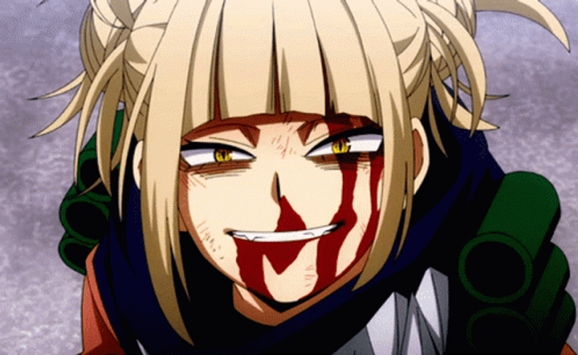 Toga Himiko MHA Bloody Face Smiling GIF