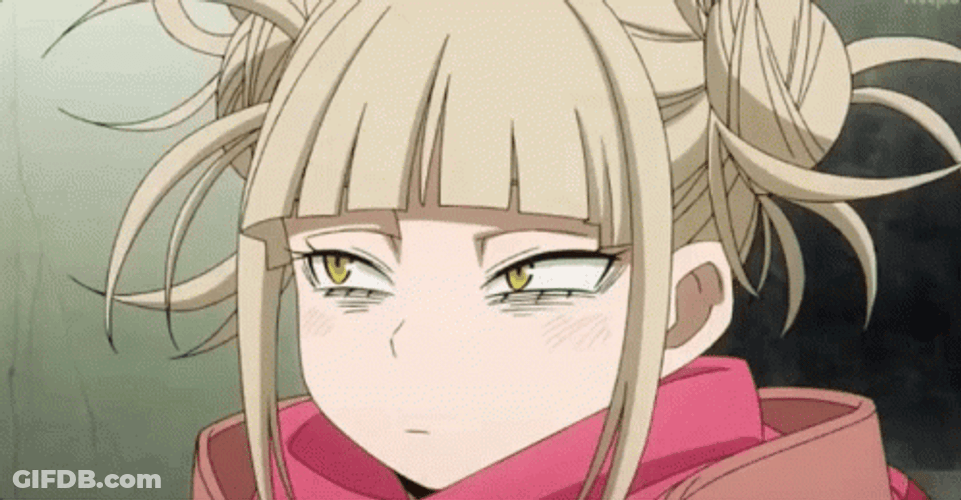 Toga Himiko MHA Cute Face Finger On Cheek GIF