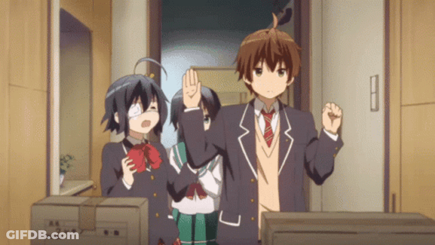 Togashi Yuuta Hit Rikka's Head GIF
