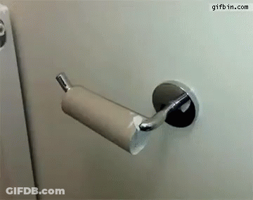 Toilet Paper Roll Stuck To Toilet Handle GIF
