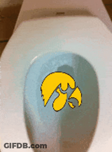 Toilet With Iowa Hawkeyes Logo GIF