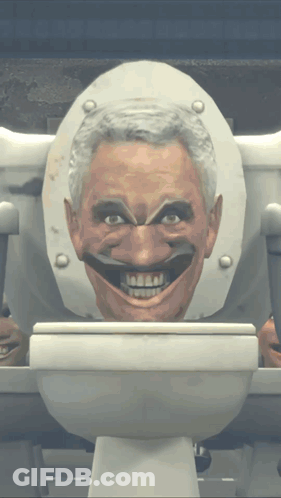 Toilet With Man's Face On Seat GIF