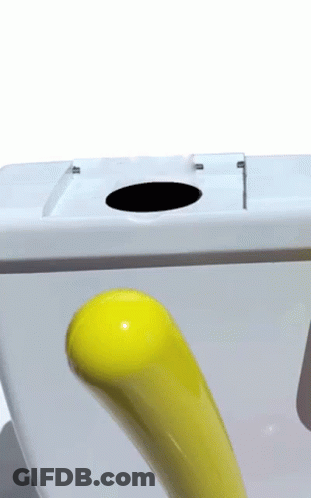 Toilet With Yellow Handle And Hole GIF