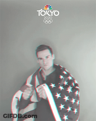 Tokyo 2020 Olympics Man Holding American Flag GIF