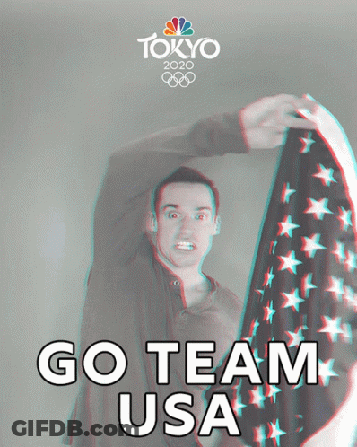 Tokyo 2020 Olympics Poster Man Holding American Flag GIF