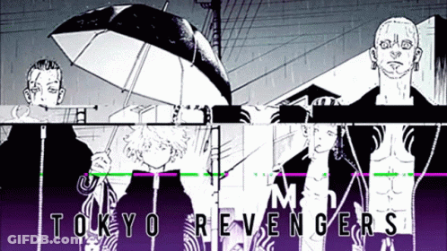 Tokyo Revengers Man Holding Umbrella In Rain GIF