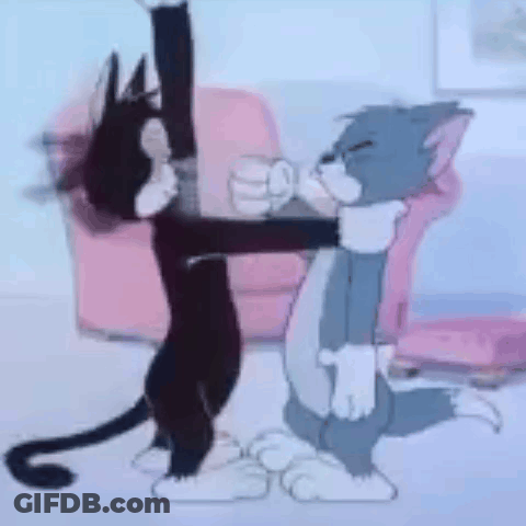 Tom And Jerry Are Dancing Together In A Living Room . GIF
