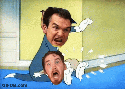 Tom And Jerry Cartoon With Two Men Faces GIF
