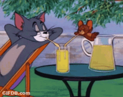 Tom And Jerry Drinking Orange Juice GIF
