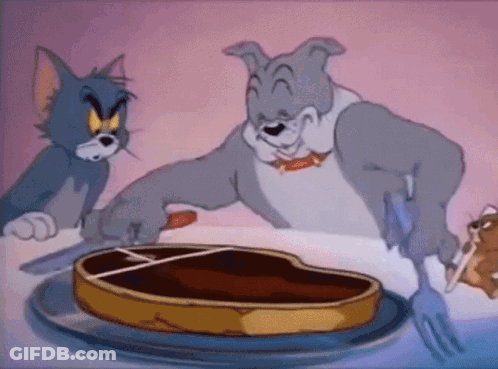 Tom And Jerry Eating Steak GIF