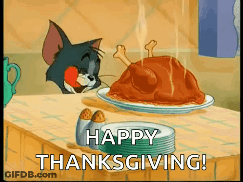 Tom And Jerry Eating Turkey Happy Thanksgiving GIF