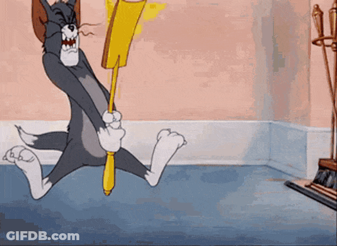 Tom And Jerry Funny Head Stuck Mouse Hole GIF