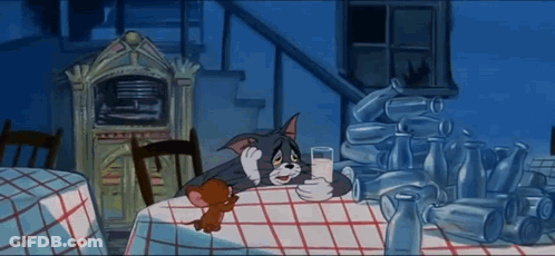 Tom And Jerry Glass Of Milk And Bottles GIF