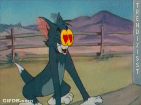 Tom And Jerry Hearts On Eyes GIF