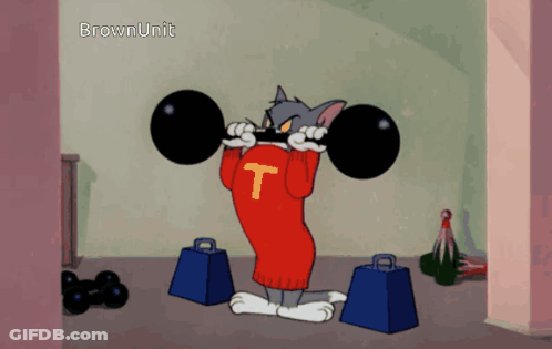 Tom And Jerry Lifting Weights Saying Brown Unit GIF