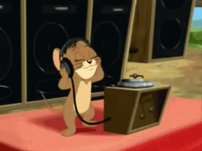 Tom And Jerry Listening To Music GIF