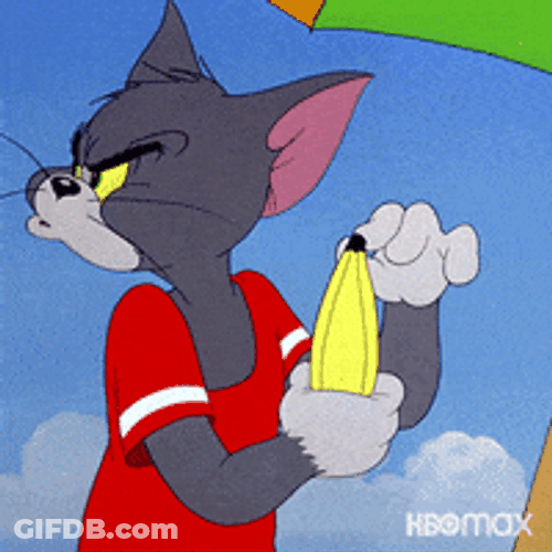 Tom And Jerry Look Around Angry Peeling Banana GIF