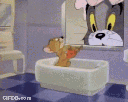 Tom And Jerry Looking At Reflection GIF