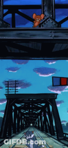 Tom And Jerry On A Train Track GIF