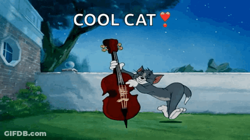 Tom And Jerry Playing Cello With Cool Cat GIF