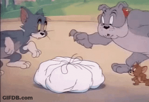 Tom And Jerry Playing With Trash Bag GIF