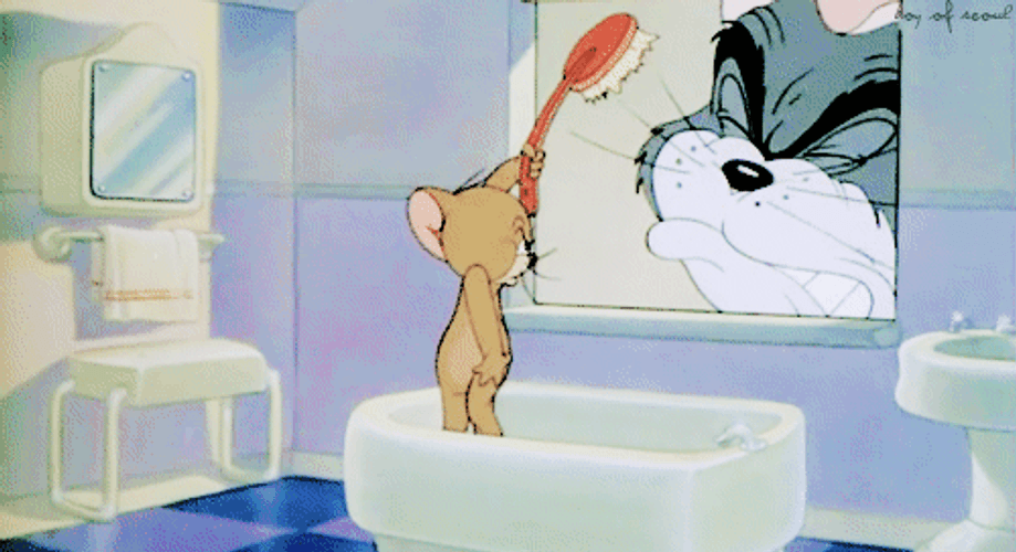 Tom And Jerry Slapping Face With Toothbrush GIF