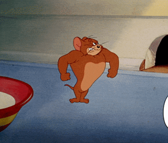 Tom And Jerry Tough Guy Hunk Cat Scared GIF