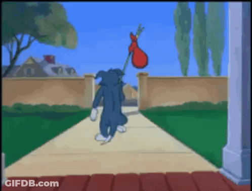 Tom And Jerry Walking With Red Balloon GIF