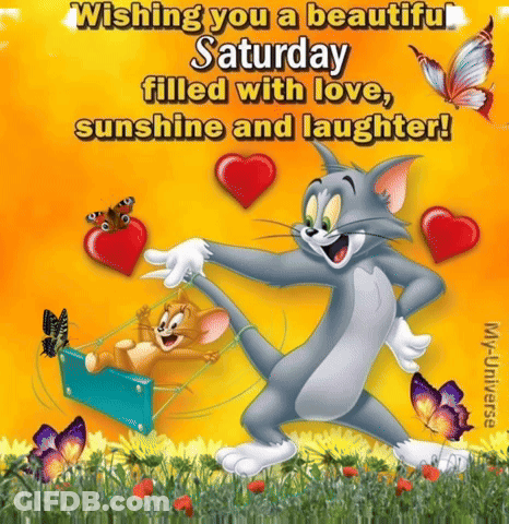 Tom And Jerry Wishing Love Sunshine Laughter Saturday GIF
